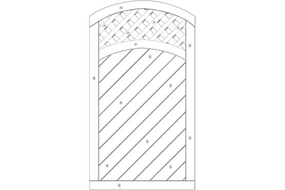Dichtzaun Lyon 100x180/165 cm Tür mit Rankgitter Fichte Grauweiß 100 x 180/165 cm Tür mit Rankgitter | Fichte Grauweiß