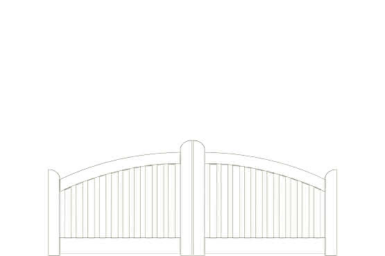 Gartenzaun Norderney, 300x90/80/120 cm, Doppeltor, weiß farbbehandeltes Nadelholz Doppeltor 3,00 m | Nadelholz Weiß