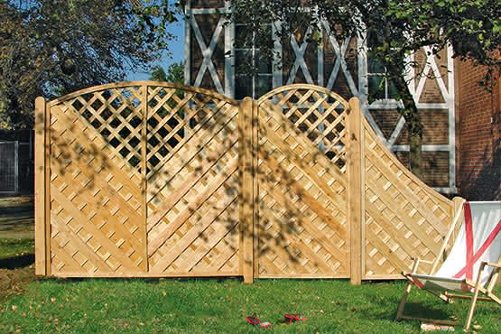 Sichtschutz Sontegro 90x160/70 cm Abschluss geschwungen Lärche naturbelassen 90 x 160/70 cm Abschluss geschwungen | Lärche naturbelassen