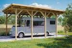 Joda® Caravan-Carport Brühl, 522x879 cm, mit EPDM-Foliendach, Kiefer kesseldruckimprägniert Kiefer KDI