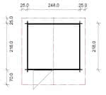 Gartenhaus mit Vordach 248 x 218 cm | 28 mm