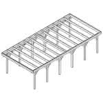 Carport mit Flachdach aus Massivholz  Lang (879 cm) | Trapez-Profil, tropfhemmend | Fichte Leimholz weiß