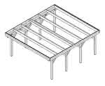 Holzblenden-Carport Burg KT Master, 498x556 cm, mit tropfhemmenden Stahl-Trapezplatten, Fichte KVH naturbelassen Kurz (556 cm) | Trapez-Profil, tropfhemmend | Fichte KVH natur