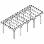 Einzelcarport Bergen MT Classic, 293x717 cm, mit tropfhemmenden Stahl-Trapezplatten, Kiefer KDI-grün Mittel (717 cm) | Trapez-Profil, tropfhemmend | Kiefer KDI