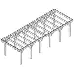 Einzelcarport Bergen LT Classic, 293x879 cm, mit tropfhemmenden Stahl-Trapezplatten, Kiefer KDI-grün Lang (879 cm) | Trapez-Profil, tropfhemmend | Kiefer KDI