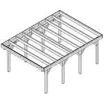 Carport mit Flachdach aus Massivholz  Kurz (556 cm) | ohne Bedachung | Lärche natur
