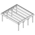 Walmblenden-Doppelcarport Grömitz KF Perfect, 605x556 cm, mit Foliendach, Fichte Leimholz naturbelassen Kurz (556 cm) | Foliendach | Fichte Leimholz natur