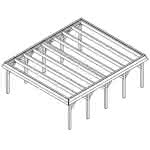 Walmblenden-Doppelcarport Grömitz MO Natur, 605x717 cm, ohne Bedachung, Lärche naturbelassen Mittel (717 cm) | ohne Bedachung | Lärche natur