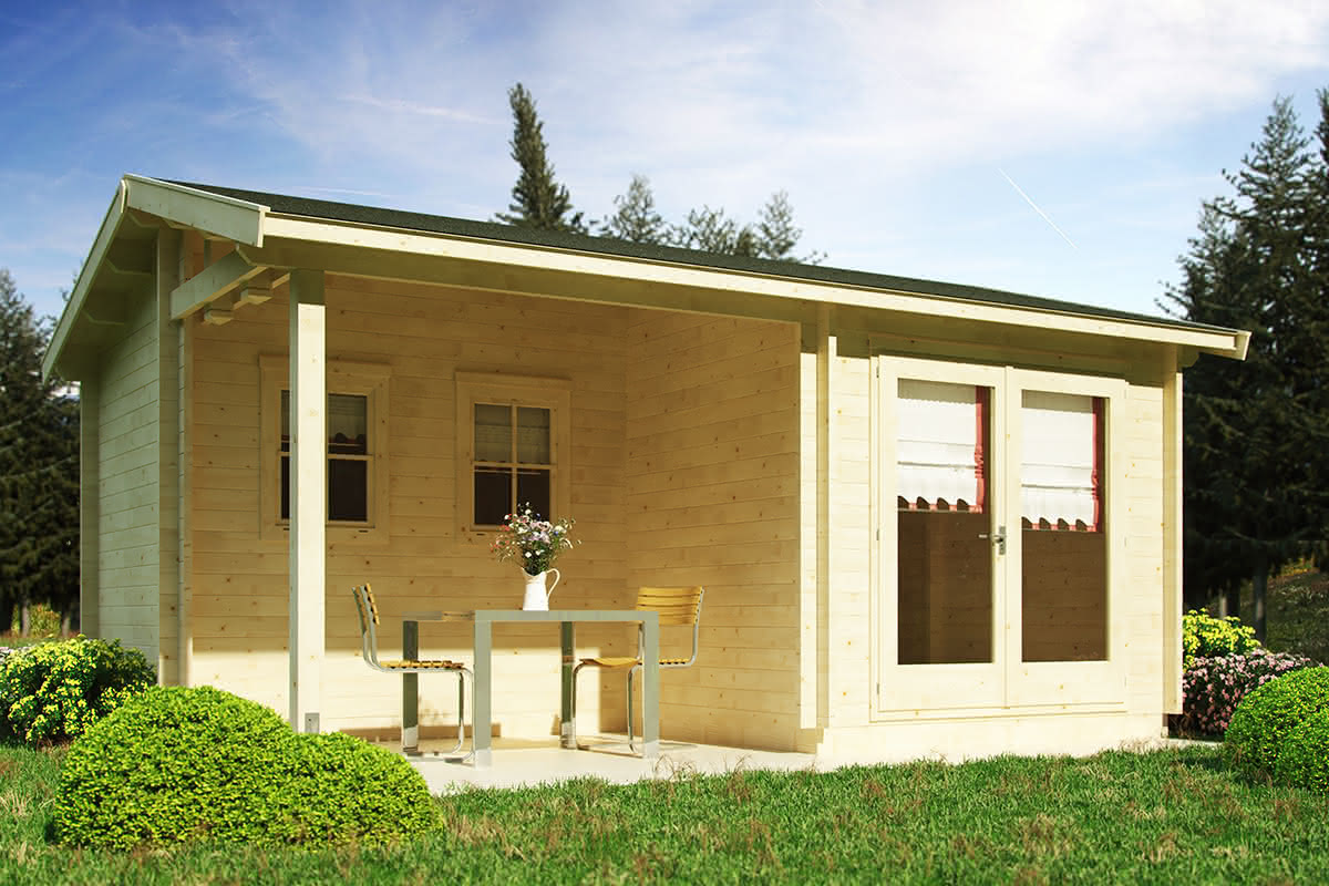 Gartenhaus mit überdachtem Freisitz 