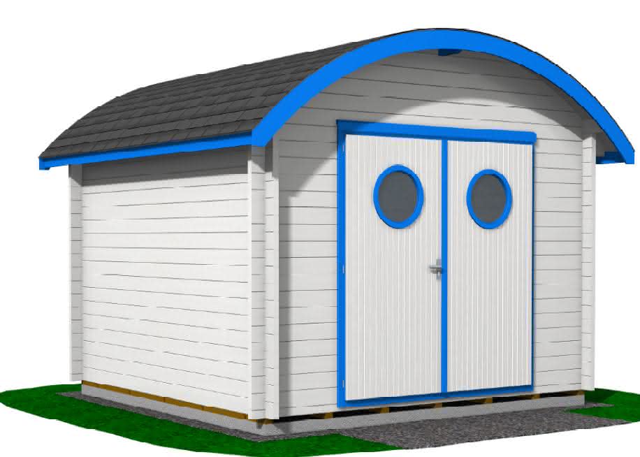 Gartenhaus mit Tonnendach 300 x 300 cm | 45 mm