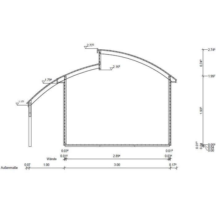 Gerätehaus Zubehör Schleppdach Nautic 30-20 | Fichte natur