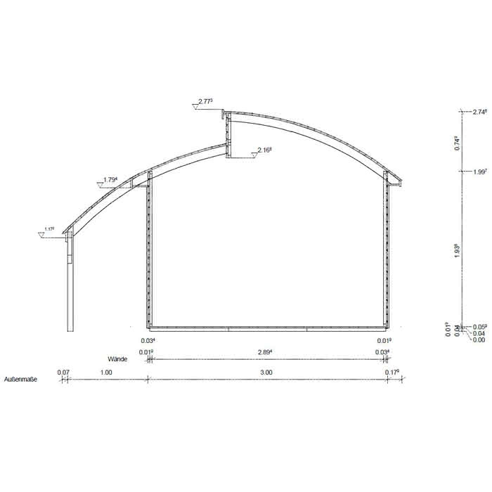 Gerätehaus Zubehör Schleppdach Nautic 30-30 | Fichte natur
