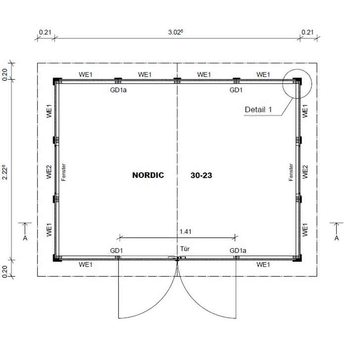Gartenhaus mit Schleppdach 303 x 223 cm | Fichte natur
