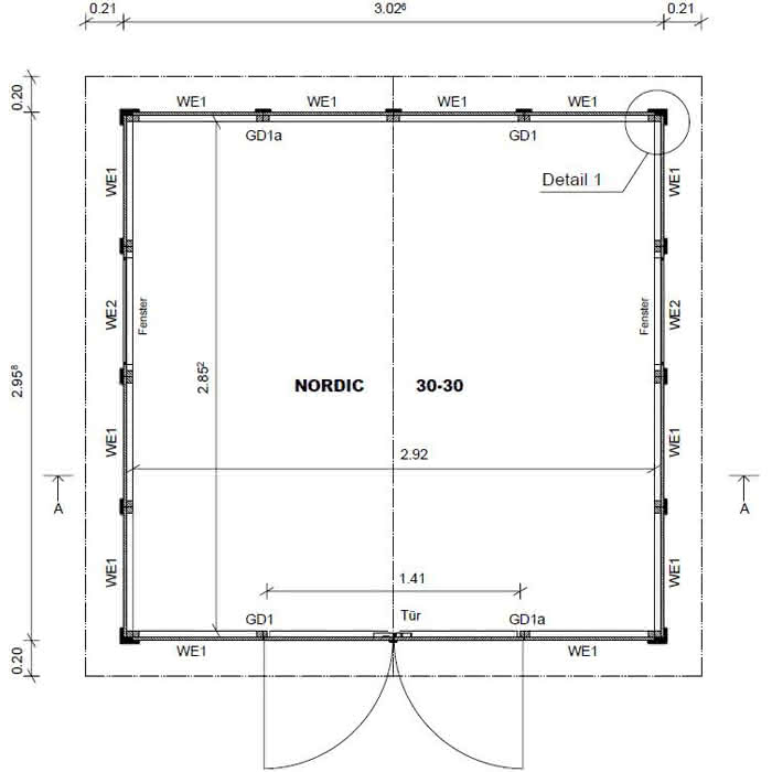 Gartenhaus mit Schleppdach 303 x 296 cm | Hellgrau/Weiß