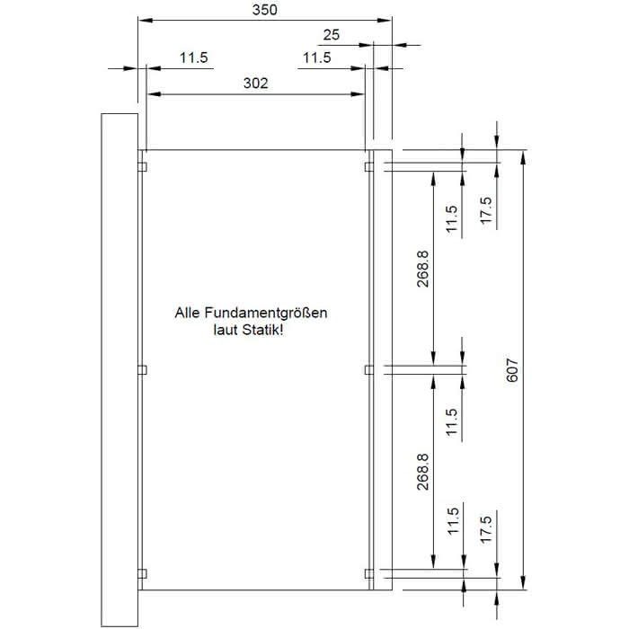 Terrassendach mit Steg-Doppelplatten master 607x350 cm 607x350 cm | Fichte KVH naturbelassen