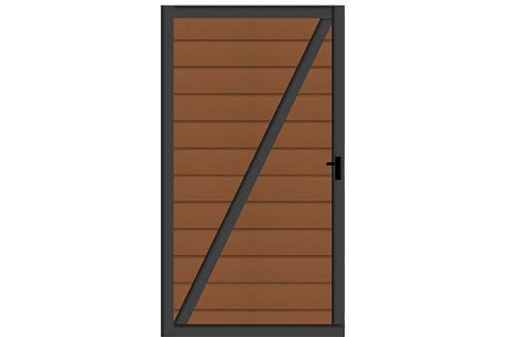 Kingston One cWPC Zaun 100x181 cm Dunkelbraun, Tür DIN links 100x181 cm Tür Li | Dunkelbraun