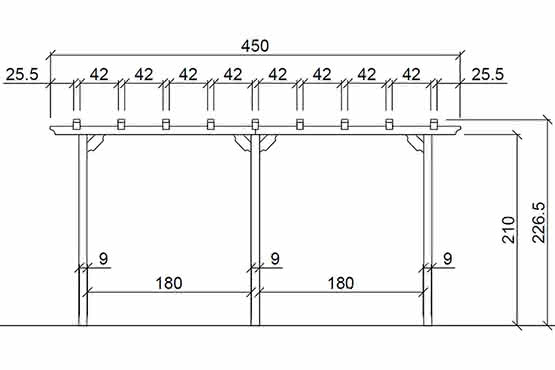 Pergola Exclusiv Bausatz KDI grün Nadelholz Bausatz 4,50 m