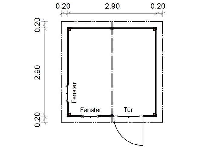 Garten Holzhaus 290 x 290 cm  