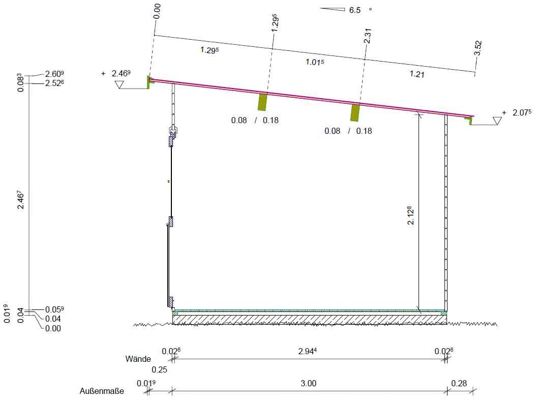 Gartenhaus mit Unterstand 28 mm