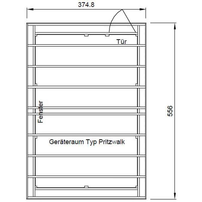 Holzschuppen Pritzwalk Maße: 375x556 cm | Höhe 234 cm 