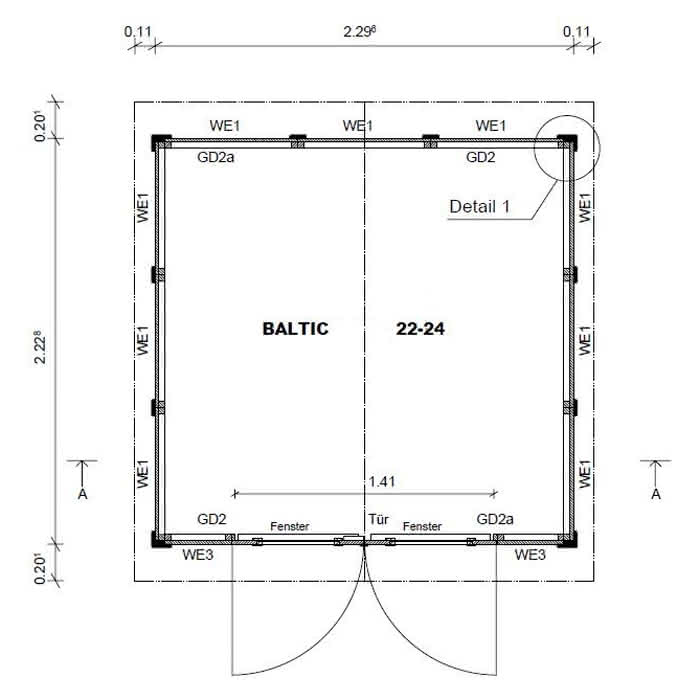 Gartenhaus - Gerätehaus -Geräteschuppen Holz 230 x 223 cm