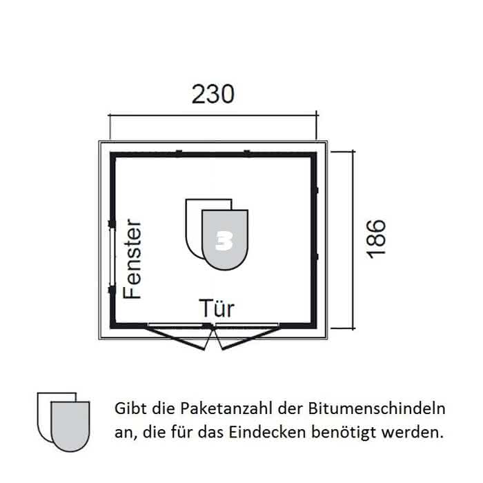 Gartenhaus mit Schleppdach 230 x 186 cm | Hellgrau/Weiß