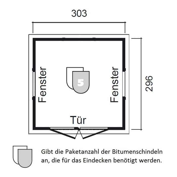 Gartenhaus mit Schleppdach 303 x 296 cm | Fichte natur
