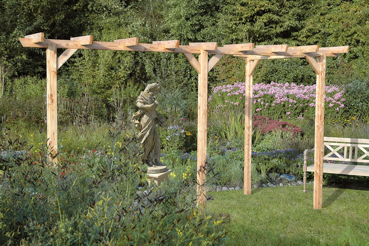 Holz Pergola Komplett-Bausatz. 3 Pfosten