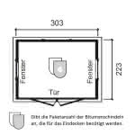 Gartenhaus mit Schleppdach 303 x 223 cm | Hellgrau/Weiß