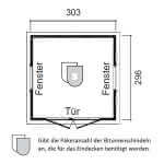 Gartenhaus mit Schleppdach 303 x 296 cm | Fichte natur