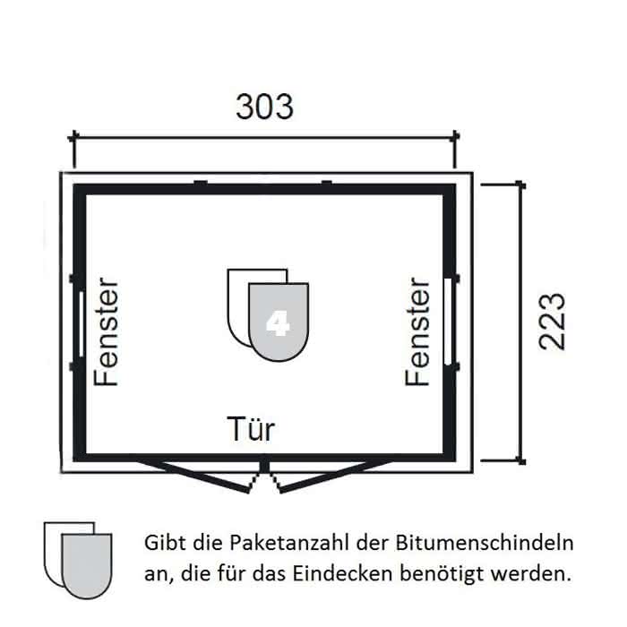 Gartenhaus mit Schleppdach 303 x 223 cm | KDI