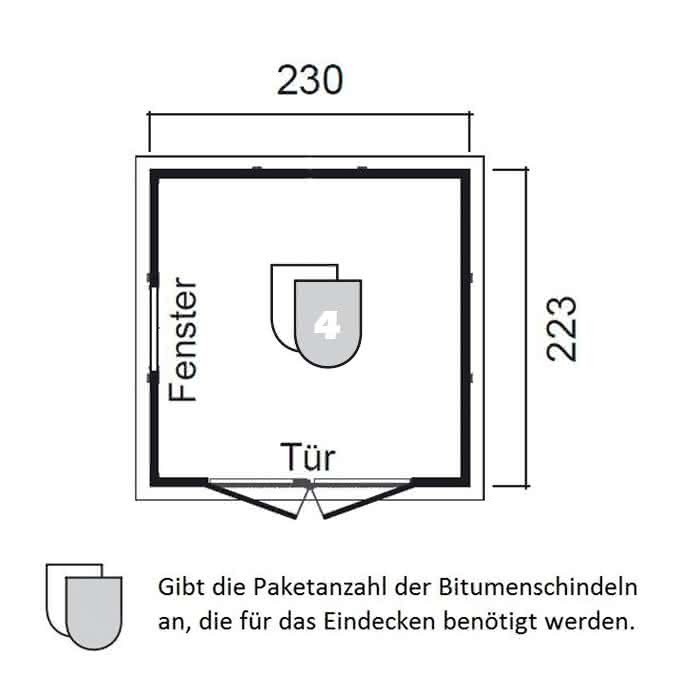 Gartenhaus mit Schleppdach 230 x 223 cm | KDI
