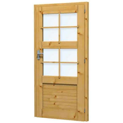 Blockhaus-Tür T 1 Eco-3, 90x180 cm, einfachverglast, DIN rechts, für 28 mm BB T 1 Eco-3 DIN re | 28 mm
