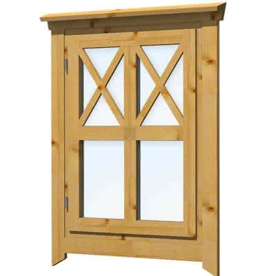 Blockhaus-Fenster Schwedenhaus-Einzelfenster 77x93 cm,  einfachverglast, Dreh, für 28 mm BB, öffnet nach außen Schwedenhaus-Einzel | 28 mm