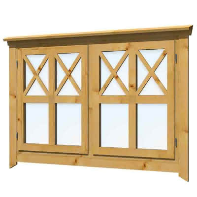 Blockhaus-Fenster Schwedenhaus-Doppelfenster 150x93 cm, einfachverglast, Dreh-Kipp, für 28 mm BB, öffnet nach außen Schwedenhaus-Doppel | 28 mm