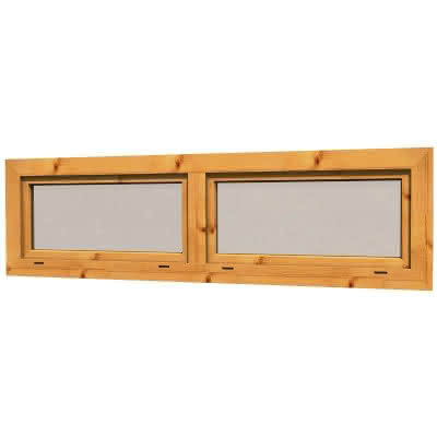 Blockhaus-Fenster Trondheim 188x50 cm isolierverglast, Kipp-Doppelflügel, für 45 mm BB, öffnet nach innen Trondheim isolierverglast | 45 mm