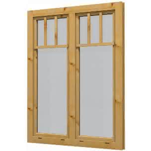 Blockhaus-Fenster F 81 120x155 cm, einfachverglast, Dreh-Doppelflügel, für 45 mm BB, öffnet nach innen F81 | 45 mm