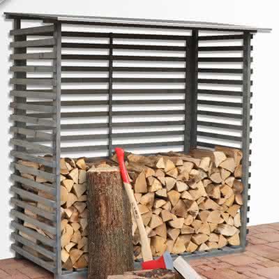 Kaminholz-Regal Odenwald Nadelholz Farbe Granit 195x100x201/189 cm 195x100x201 cm