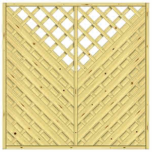 Diagonal Dichtzaun Saragossa 180x180 cm mit Rankgitter KDI Struktur 180 x 180 cm mit Rankgitter | KDI Struktur