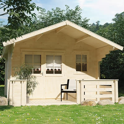 Blockbohlenhaus Casa mit Gartenhaus Terrasse 