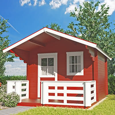 Gartenhaus Cottage mit Vordach und überdachter Terrasse 