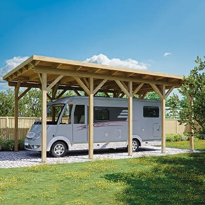 Joda® Caravan-Carport Brühl, 522x879 cm, mit EPDM-Foliendach, Kiefer kesseldruckimprägniert Kiefer KDI