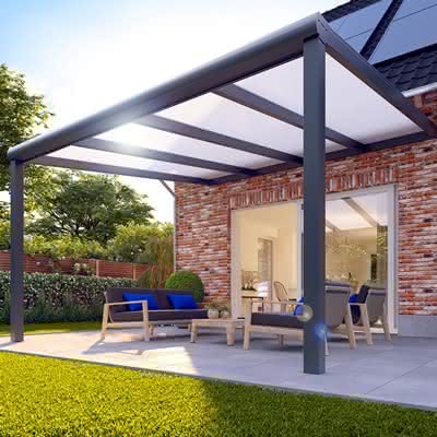 Classic-Aluminium-Terrassenüberdachungen inkl. Polycarbonat-Stegplatten 