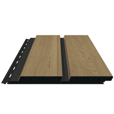 PVC-Fassaden-Doppelprofil mit Schattenfuge, foliert, 17x200x6000 mm coriander oak Coriander Oak