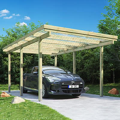 Einzelcarport  mit Flachdach Basel KDI 304x510 cm Aktionspreis 