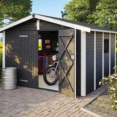 Gerätehaus Nordic 30/30 Anthrazit/Weiß 303 x 296 cm | Anthrazit/Weiß