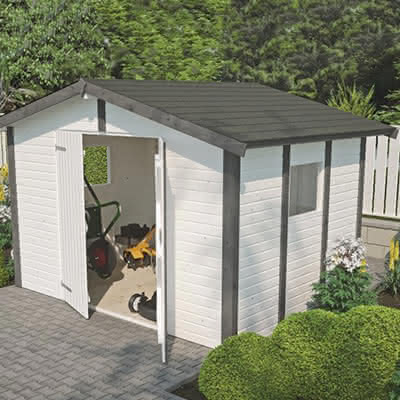Gerätehaus Nordic 30/23 Weiß/Anthrazit 303 x 223 cm | Weiß/Anthrazit