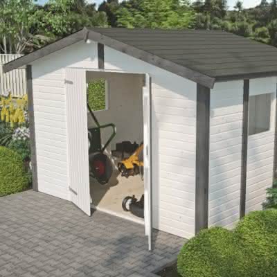 Gerätehaus Nordic 30/23 Weiß/Anthrazit 303 x 223 cm | Weiß/Anthrazit