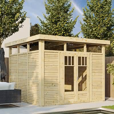 Gartenhaus Rantum 30/30, Fichte naturbelassen 309 x 309 cm