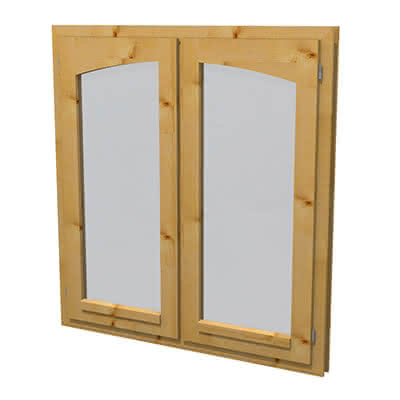 Gartenhaus-Fenster Pavillon, 133 x 141 cm, einfachverglast, für 28 mm BB, öffnet nach außen Pavillion | 28 mm